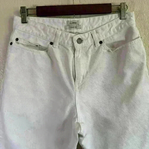 L. L. Bean Classic Fit Straight Cropped High Rise 100% Cotton Jeans White 8 Reg - Picture 2 of 7